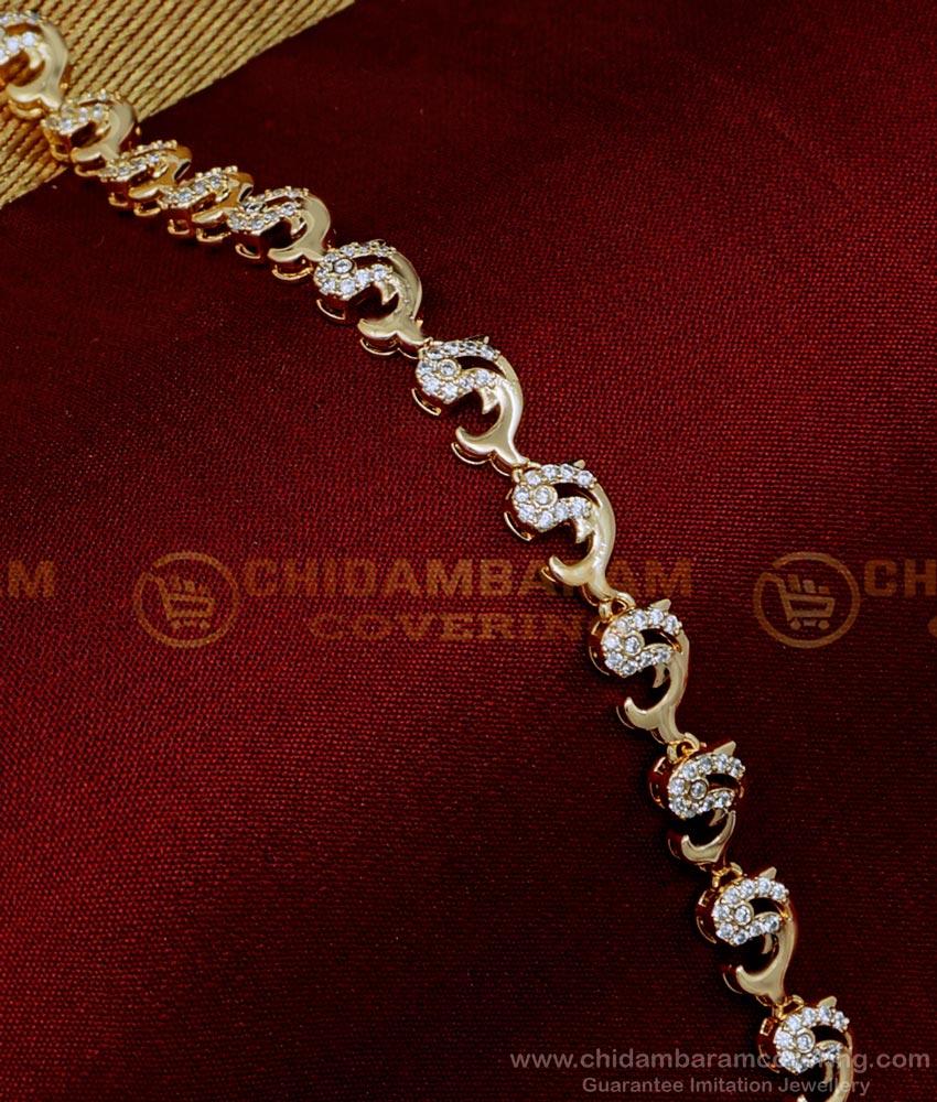 BCT370 - Best Quality White Stone Fish Design Rose Gold Bracelet for Girl