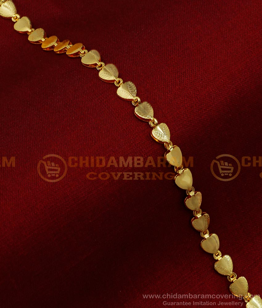 BCT390 - Fancy Modern Heart Design Chain Gold Bracelet Buy Online