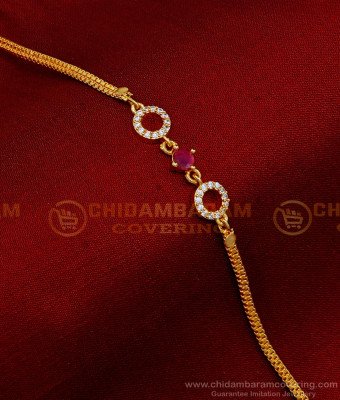 BCT393 - New Gold Look White and Ruby Stone Ladies Bracelet Designs 