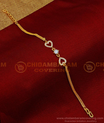 BCT394 - Elegant 1 Gram Gold White Stone Bracelet for Women