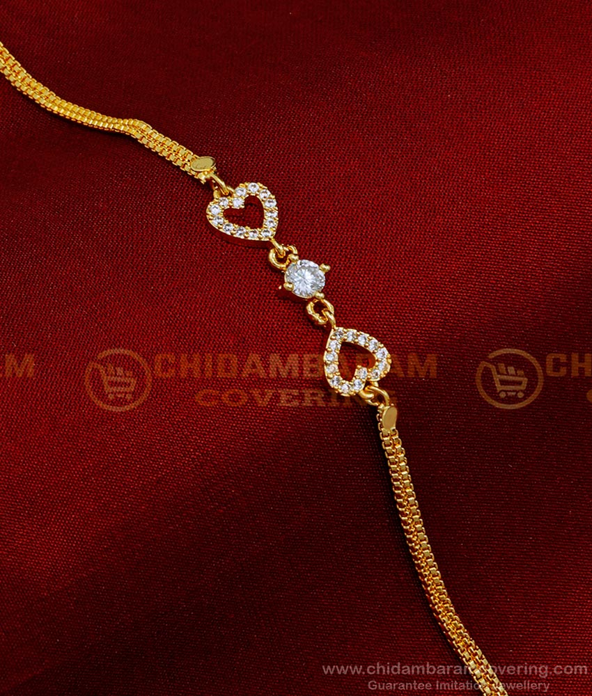 BCT394 - Elegant 1 Gram Gold White Stone Bracelet for Women