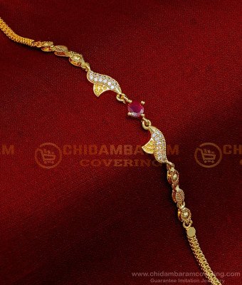 BCT395 - Attractive Ruby Stone Gold Design Female Hand Bracelet