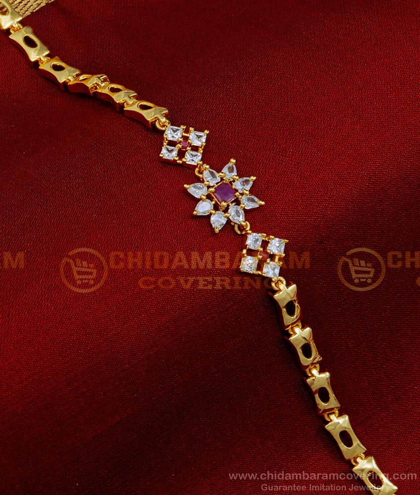BCT398 - American Diamond Party Wear Hand Bracelet for Women 