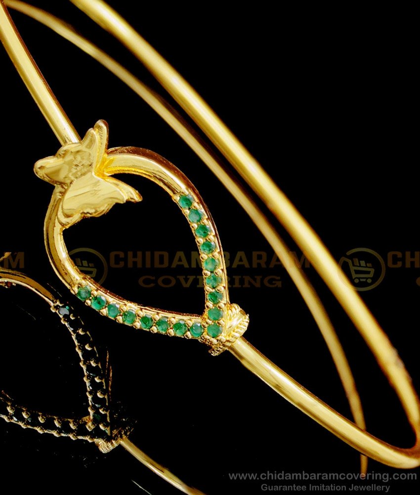 BCT405 - 1 Gram Gold Plated Emerald Stone Bracelets for Ladies