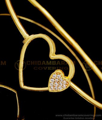 BCT410 - Stylish Heart Design White Stone Bracelet Gold Plated Jewelry