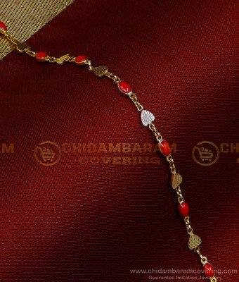 BCT411 – Simple Red Coral Daily Use Gold Plated Bracelet for Women 