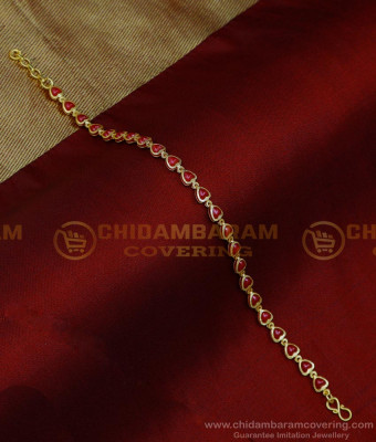 BCT412 - Trendy Light Weight Red Coral Gold Plated Ladies Bracelet