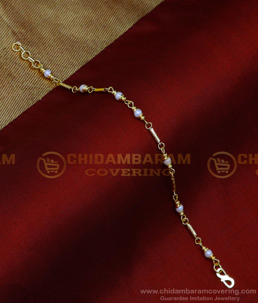 BCT414 – Beautiful White Pearl Gold Plated Bracelet Designs for Ladies