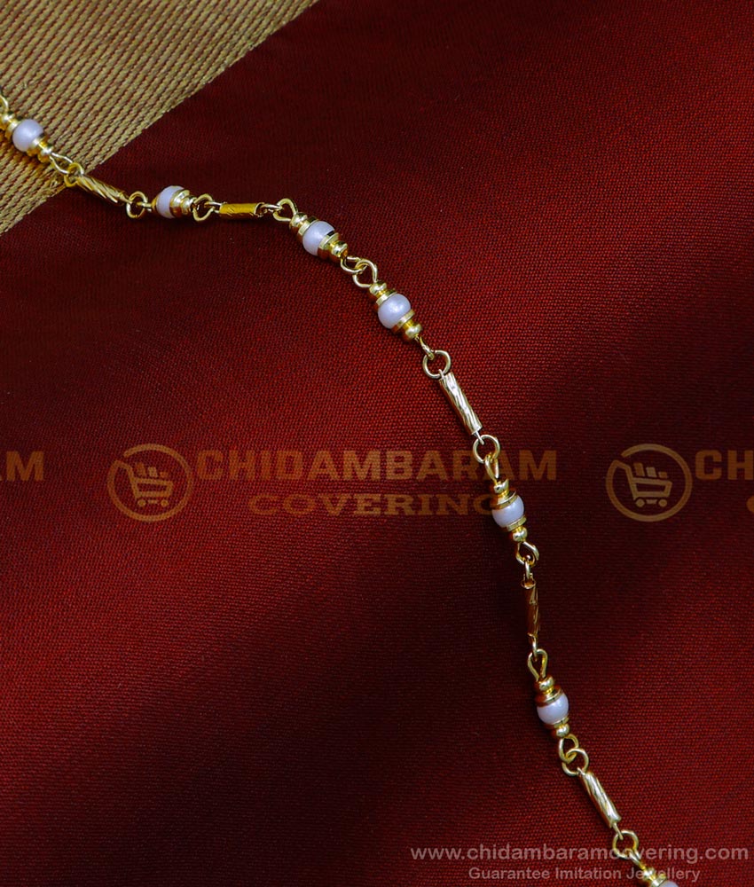 BCT414 – Beautiful White Pearl Gold Plated Bracelet Designs for Ladies