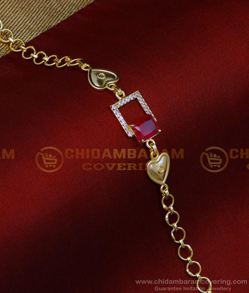 BCT424 - Attractive Ruby Stone Party Wear Fancy Bracelet for Girls