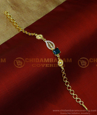 BCT441 - Beautiful Emerald Stone Leaf Design Party Wear Bracelet Designs 