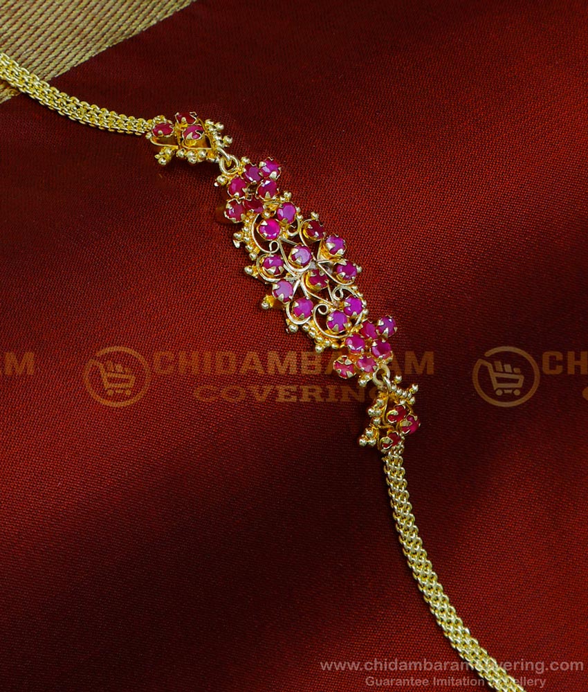 BCT442 - Attractive Ruby Stone One Gram Gold Bracelet Designs Online