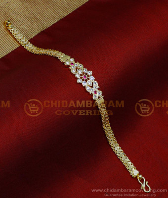 BCT443 - Buy White and Ruby Stone Panchaloha Bracelet Designs