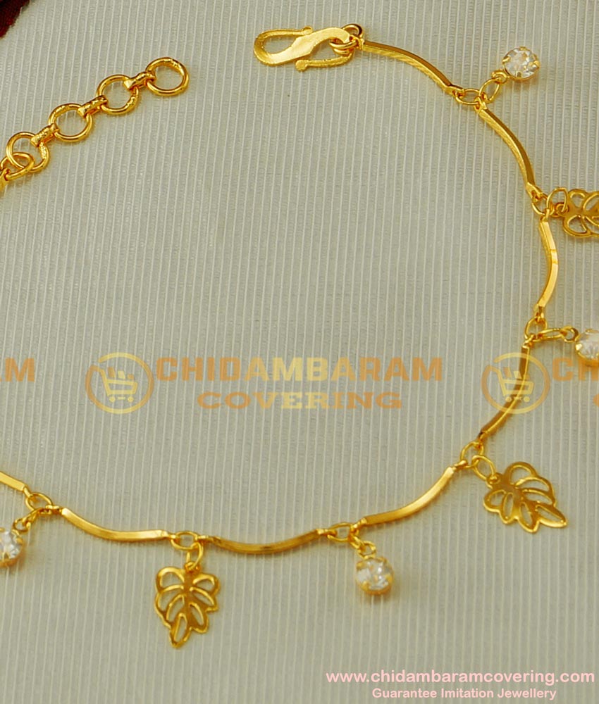 BCT45 - Unique Bracelet with Hanging Leaf and Stone Bracelet Artificial Jewellery Buy Online