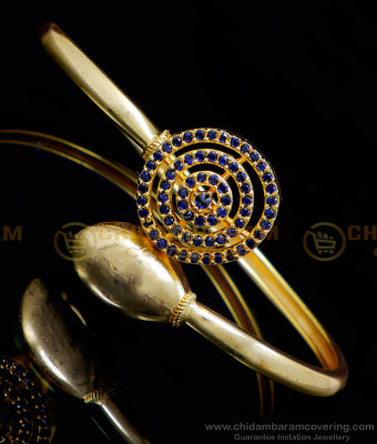 BCT451 - Elegant Blue Stone Daily Wear Gold Kada Bracelet Design 
