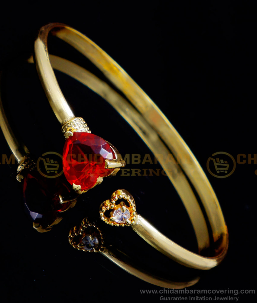 BCT455 - Latest Light Weight Open Type Red Stone Bracelet Design 
