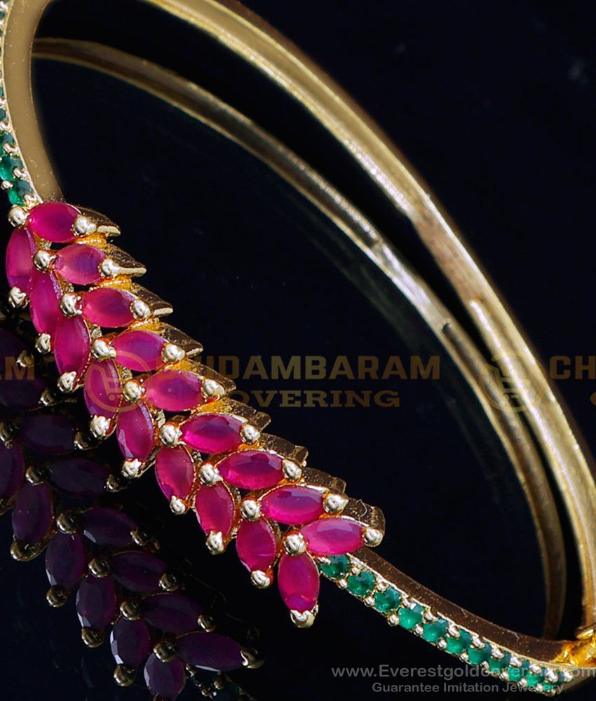 BCT460 - Stylish Party Wear Ruby Emerald Stone Bracelet Buy Online