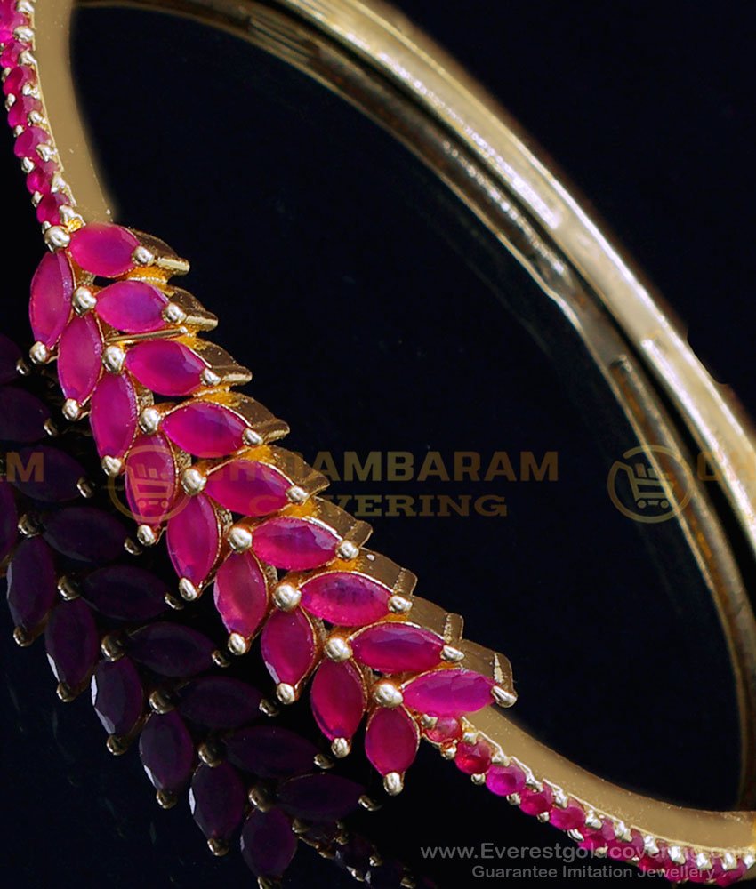 BCT463 - Attractive 1 Gram Gold Plated Jewellery Ruby Stone Bracelet