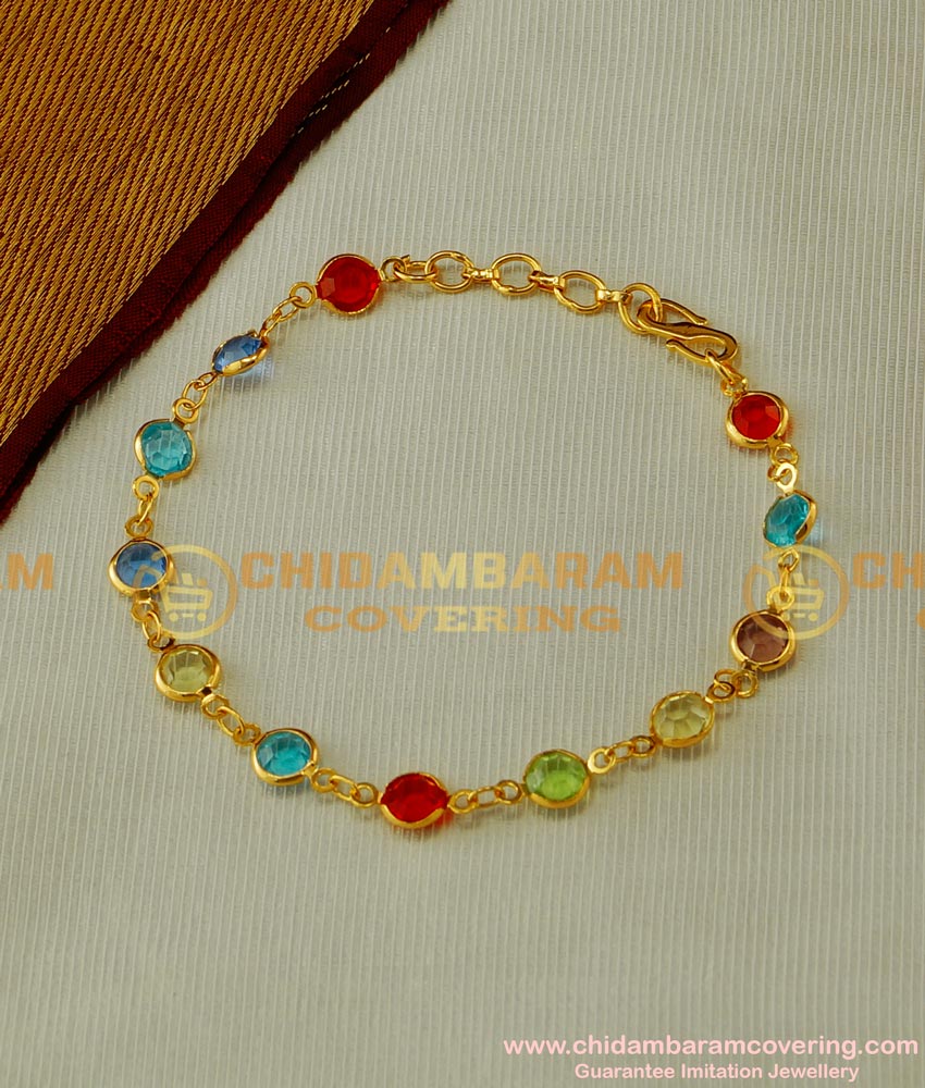 BCT47 - Attractive Gold Multicolor Gems Stone Bracelet Buy Online Shopping