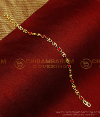 BCT471 - Unique Gold Look Red Coral Daily Use 1 Gram Gold Bracelet