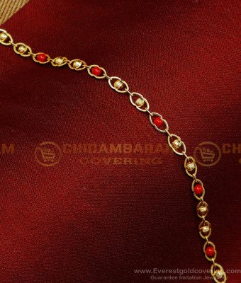 BCT471 - Unique Gold Look Red Coral Daily Use 1 Gram Gold Bracelet