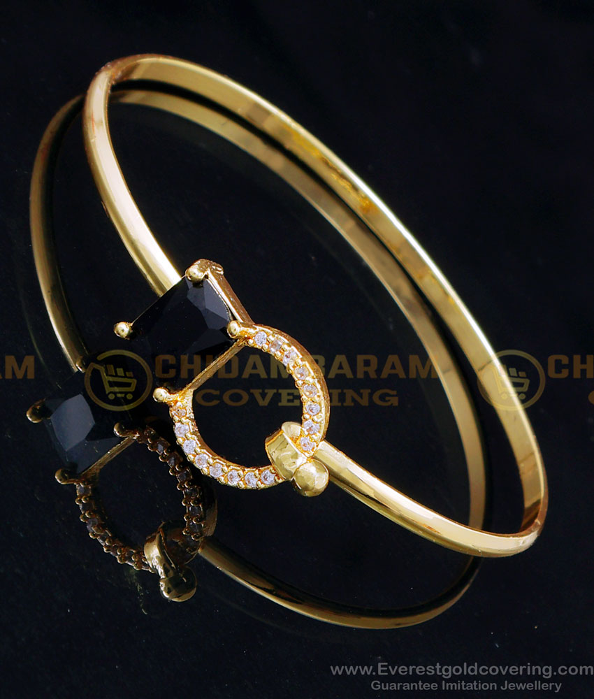BCT478 - Elegant Bangle type Black Stone Bracelet for Girls