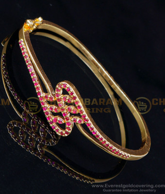 BCT482 - 1 Gram Gold Ruby Stone Bangles type Bracelet for Ladies