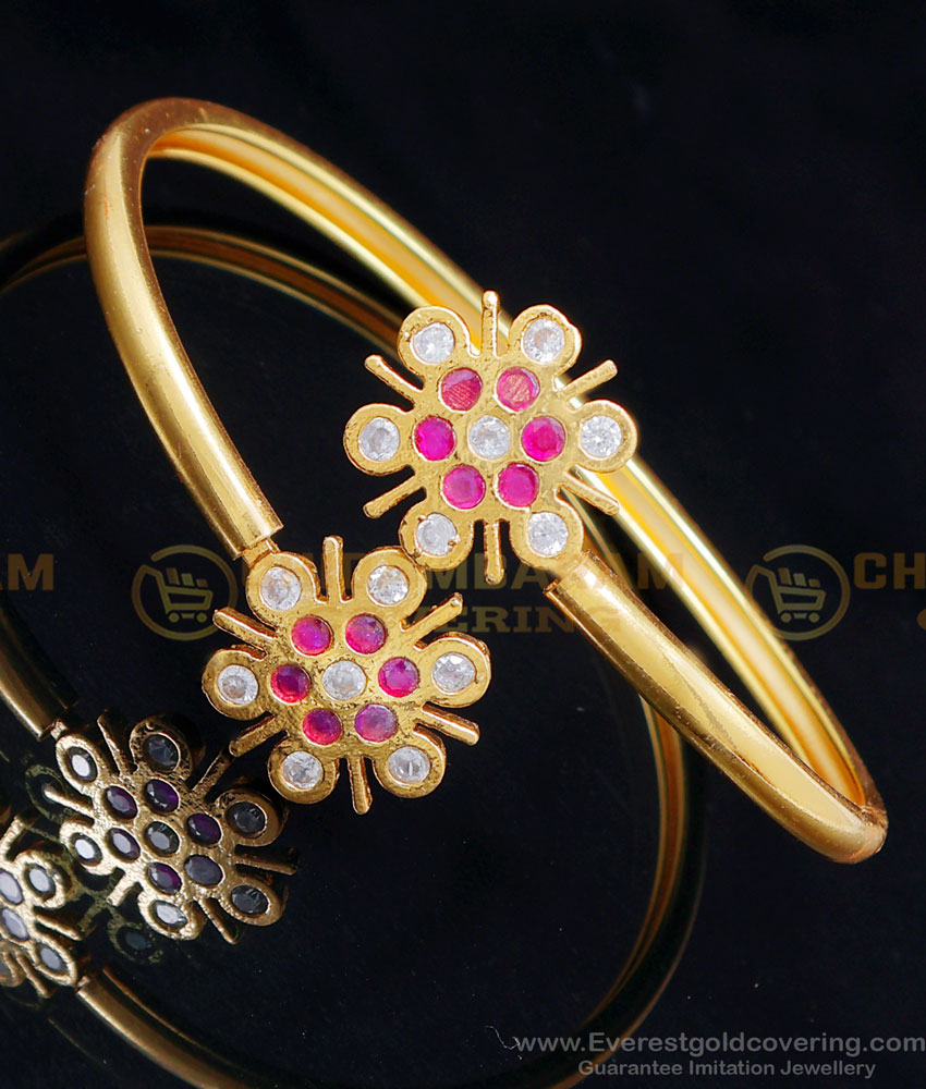 BCT497 - White And Ruby Bangles Design Impon Bracelet for Women