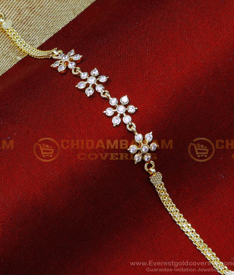 BCT535 - Designer White Stone Gold Bracelet Designs for Women
