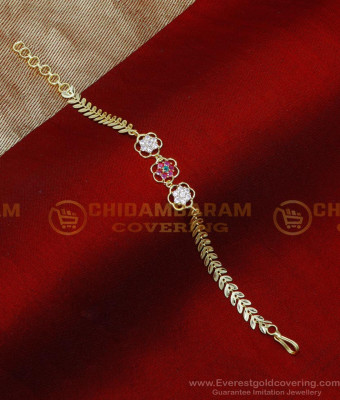 BCT547 - Beautiful Party Wear White and Ruby Stone Bracelet