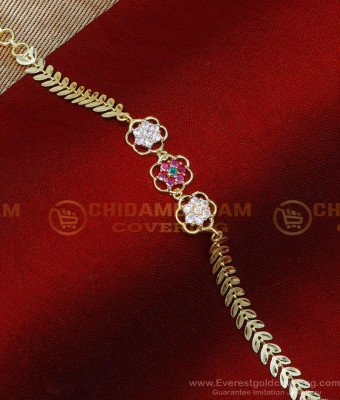 BCT547 - Beautiful Party Wear White and Ruby Stone Bracelet