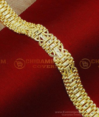 BCT563 - New Style Gents Broad Hand Chain Gold Bracelet Men