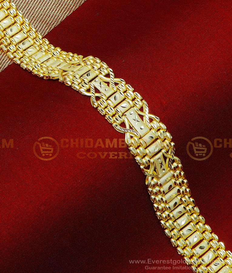 BCT563 - New Style Gents Broad Hand Chain Gold Bracelet Men