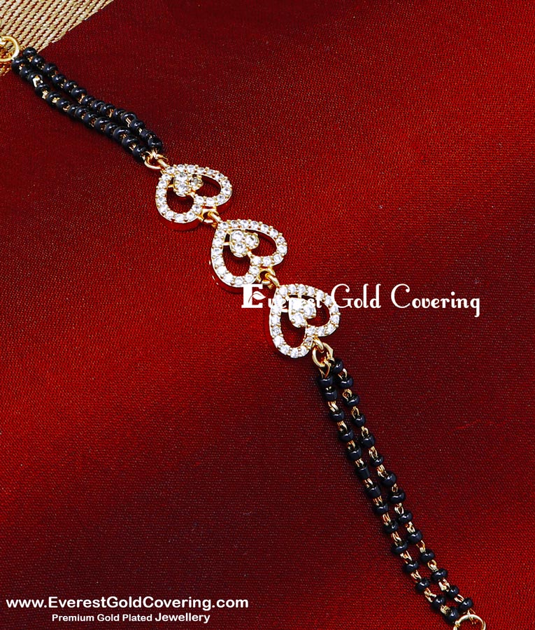 BCT574 - New Model Gold Plated Hand Mangalsutra Bracelet Design