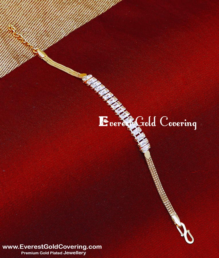 BCT575 - Charming Party Wear White Stone Bracelet for Girls