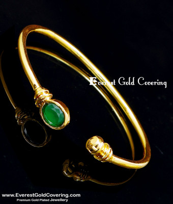 BCT581 - Premium Quality Impon Emerald Stone Gold Kada for Women