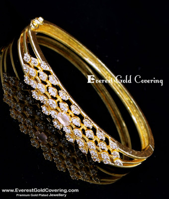 BCT584 - Elegant White Stone Gold Bracelet Designs for Girls