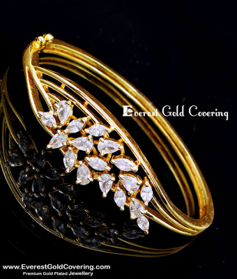 BCT585 - Unique Gold Design White Stone Bracelet Design Online