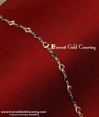 BCT586 - 1 Gram Gold Light Weight Black Beads Bracelet for Girls 