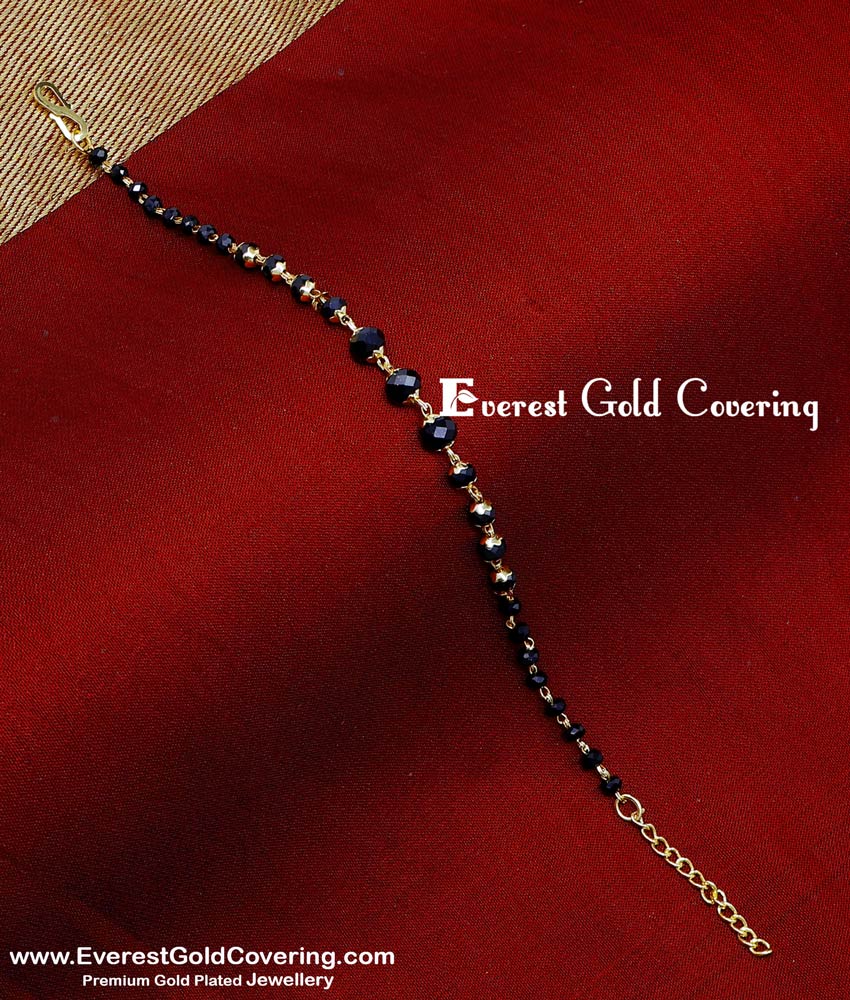 BCT587 - Trendy Daily Wear Black Crystal Bracelet for College Girls