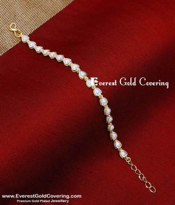BCT588 - Cute Heart Model White Beads Bracelet for Women