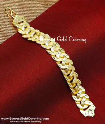 BCT599 - Unique Wide Hand Chain Gold Bracelet Designs Mens