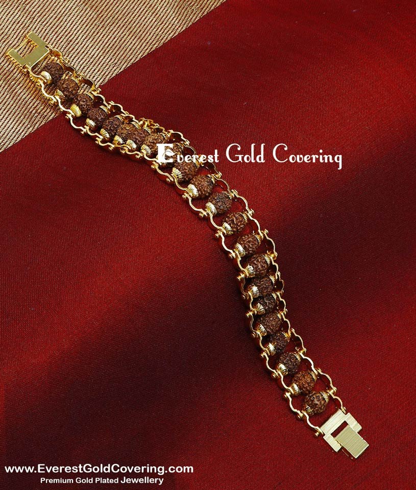 BCT601 - Latest High Quality Gold Look Rudraksha Bracelet for Men