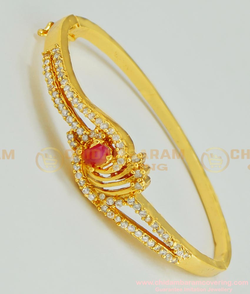 BCT63 - 2.2 size Gold Look Party Wear High Quality CZ Stone Gold Plated Lock Open Type Bracelet for Baby Girls