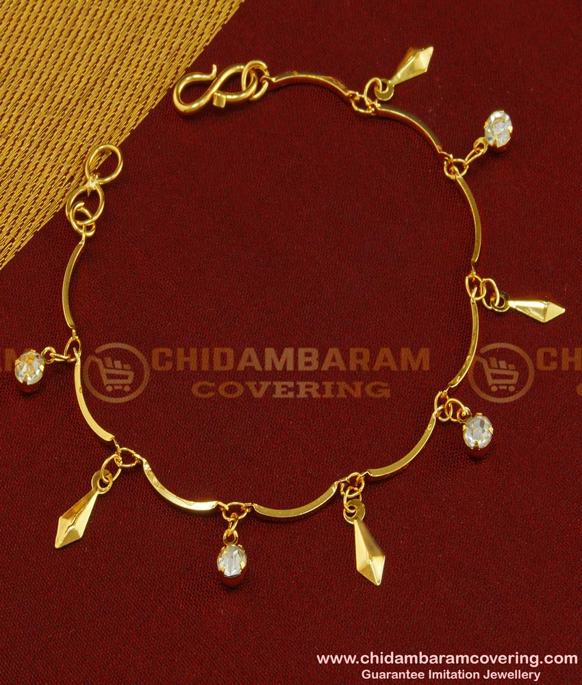 BCT69 - Trendy Gold Plated Ad Stone Hanging Bracelet Design for Teenage Girls 