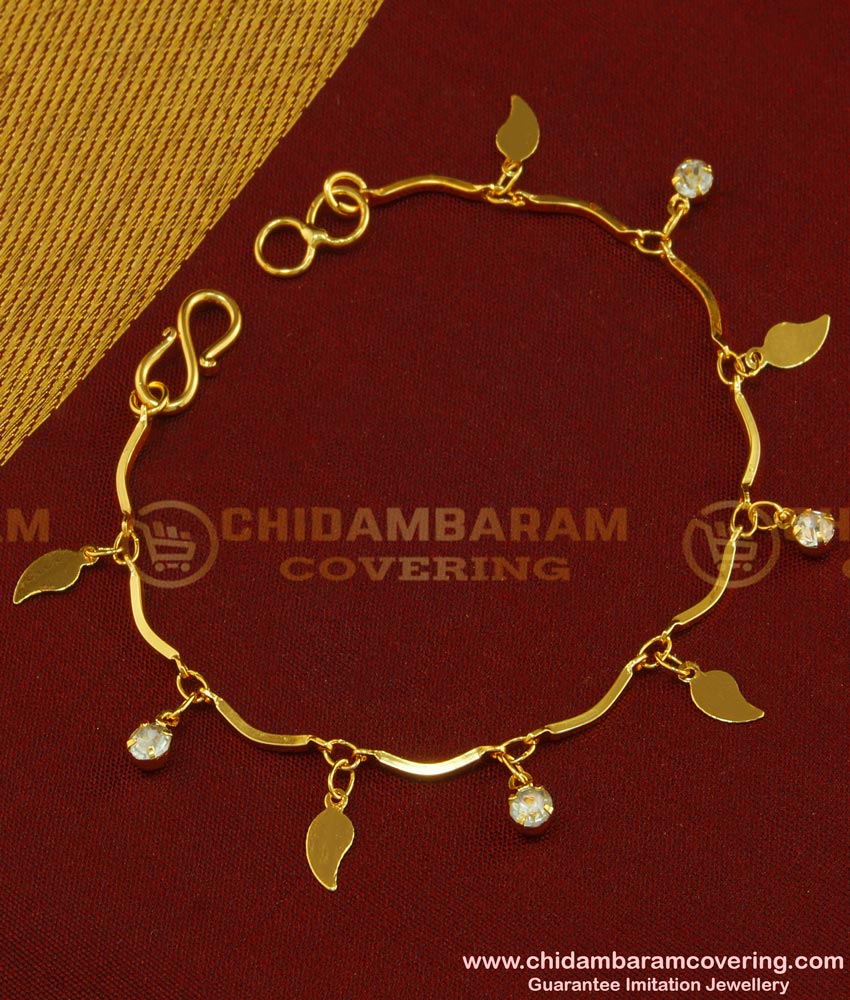 BCT71 - American Diamond Hanging Mango Design Gold Covering Bracelet Buy Online 