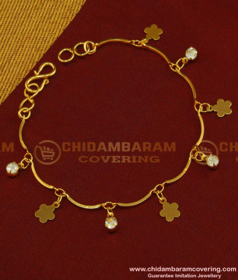 BCT72 - Light Weight Real Gold Design Flower Tassel Ad Stone Stylish Bracelet for Girls 