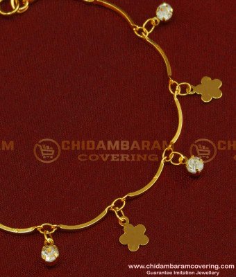 BCT72 - Light Weight Real Gold Design Flower Tassel Ad Stone Stylish Bracelet for Girls 