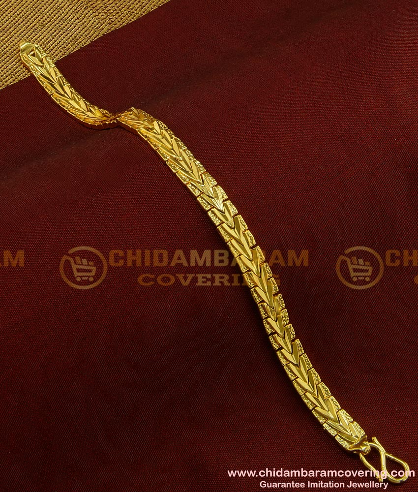 BCT81 - Unique Light Weight Party Wear One Gram Gold Bracelet Design for Male