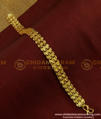 BCT85 - Elegant Finish Gold Design Double Side Heart Design Broad Bracelet Design Online